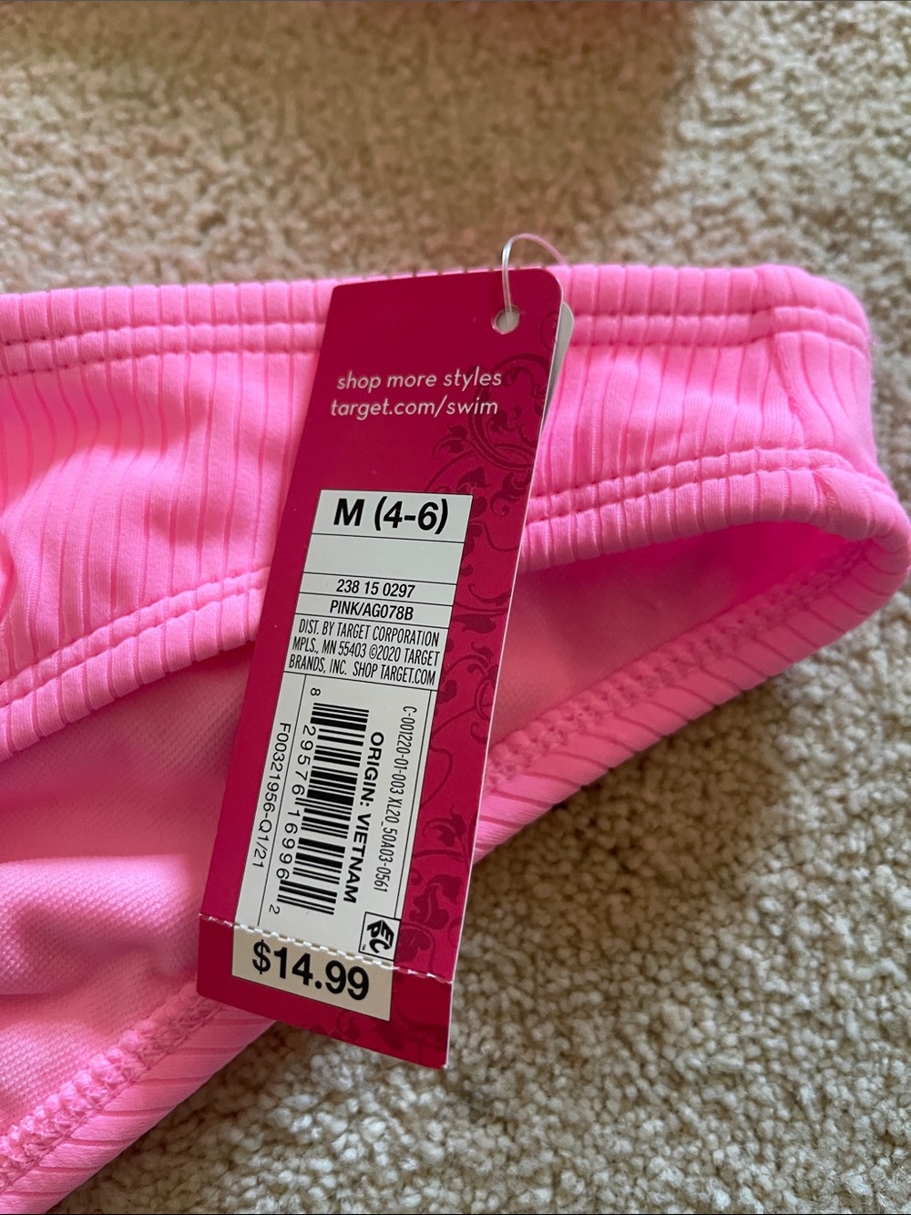 Target Pink Ribbed Halter Bikini Set - Picture 2 of 4